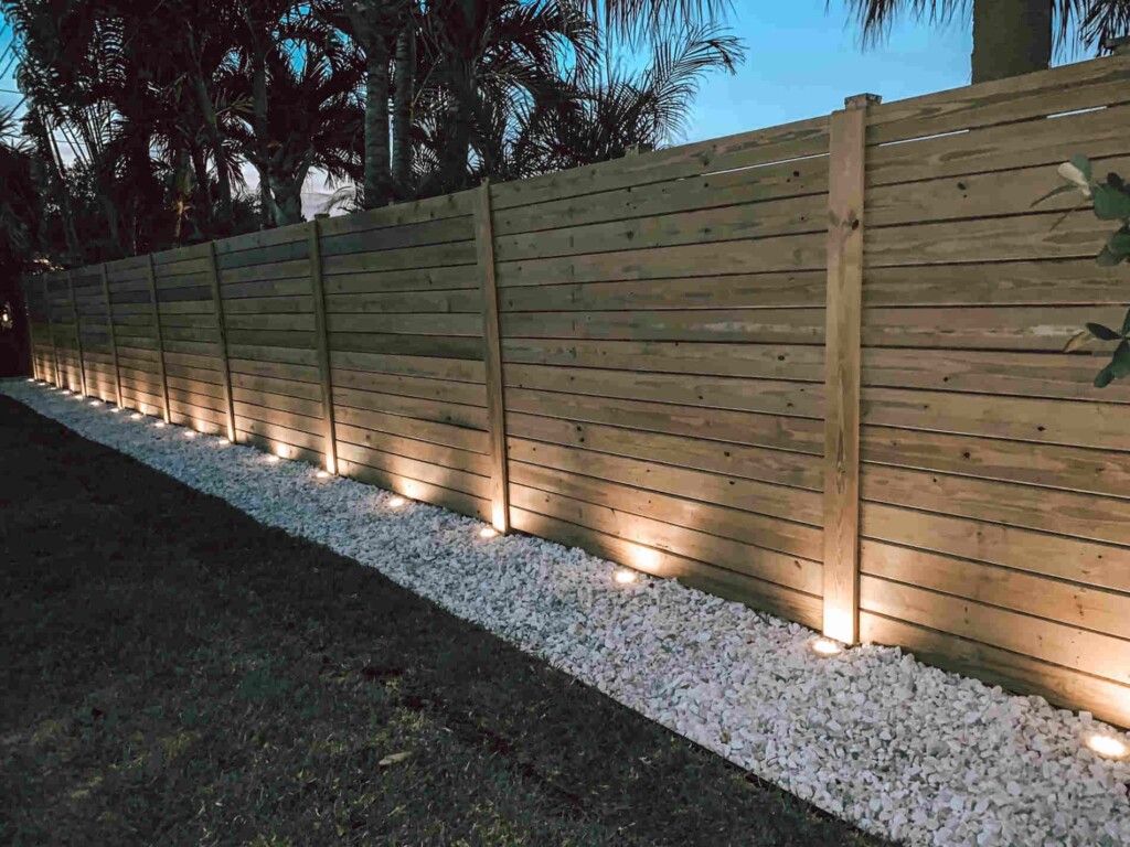 Elevate Your Outdoor Space: Crafting a Stunning DIY Horizontal Board Fence with Illuminating Lights