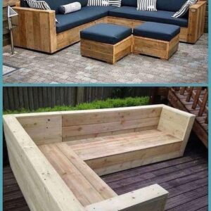 Building Your Own Rustic Outdoor Wood Couch Lounge with a Corner Turn