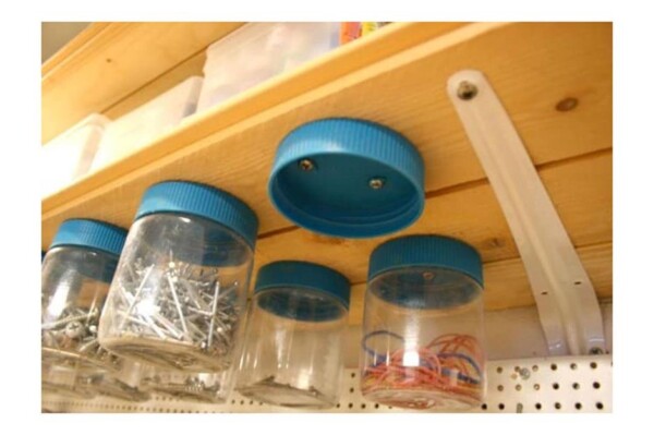 DIY Workshop or Garage Storage Solution: Peanut Butter Jars for Nails and Screws