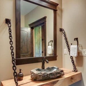 Bathroom Vanity That Redefines Elegance – Chains, Wood, And Stone
