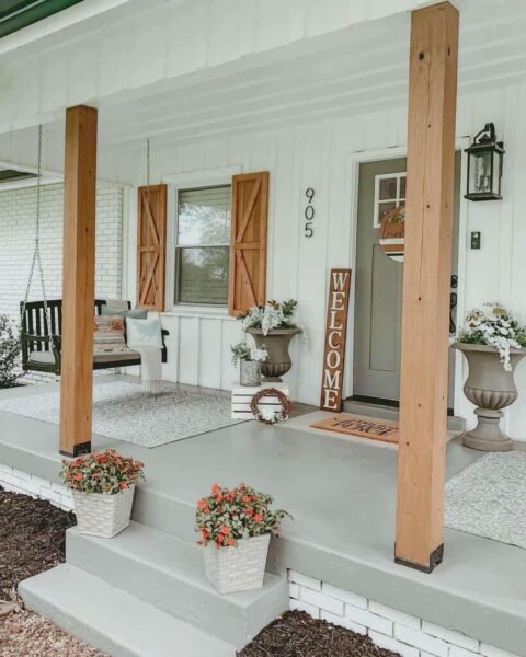 Creating A Welcoming Front Porch With Cedar Posts And White Siding