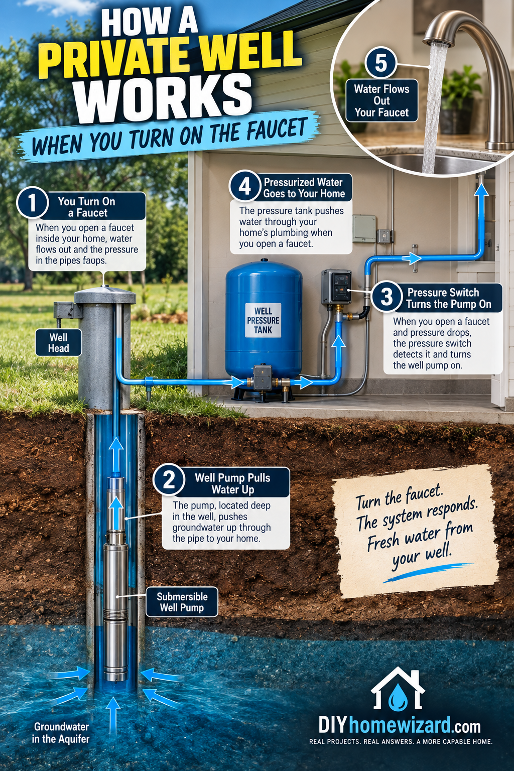How a Private Well Works When You Turn On the Faucet